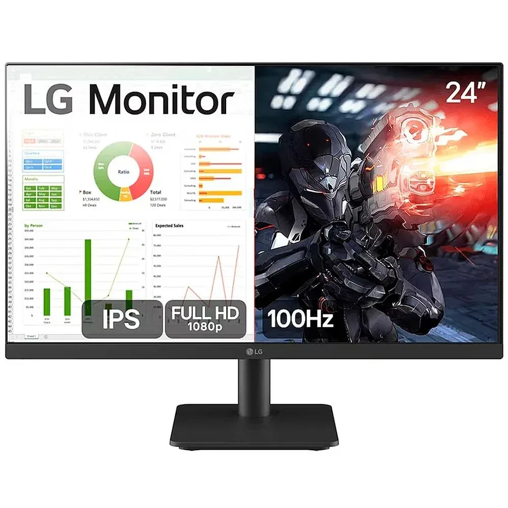 Monitor LG 24MS500-B 24" IPS Full HD 100 Hz 5 ms com 2 HDMI e Ajuste de Inclinação