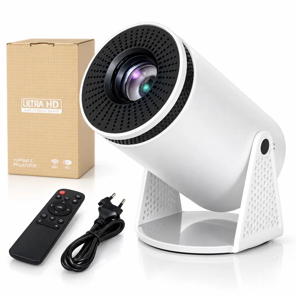 Projetor HY300 Bivolt 4K com Wi-fi e Bluetooth compatível com Android e iOs